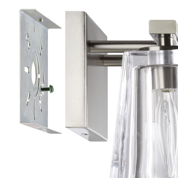 Valentin 15-inch 2-light Brushed Nickel Vanity Light with Clear Pressed Glass Shades