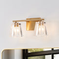 Valentin 15-inch 2-light Champagne Gold Vanity Light with Clear Pressed Glass Shades