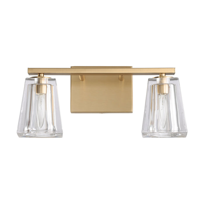 Valentin 15-inch 2-light Champagne Gold Vanity Light with Clear Pressed Glass Shades