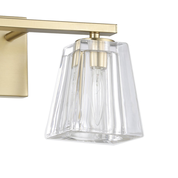 Valentin 15-inch 2-light Champagne Gold Vanity Light with Clear Pressed Glass Shades