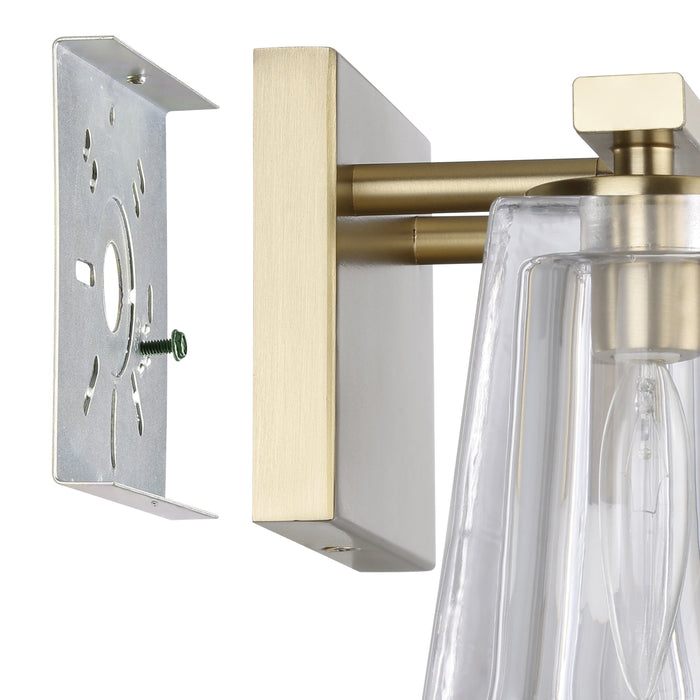 Valentin 15-inch 2-light Champagne Gold Vanity Light with Clear Pressed Glass Shades
