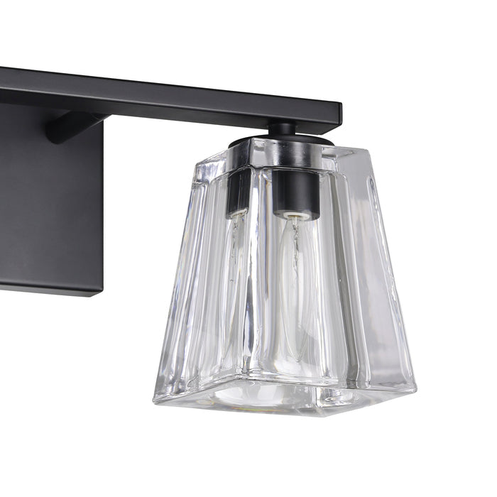 Valentin 15-inch 2-light Matte Black Vanity Light with Clear Pressed Glass Shades
