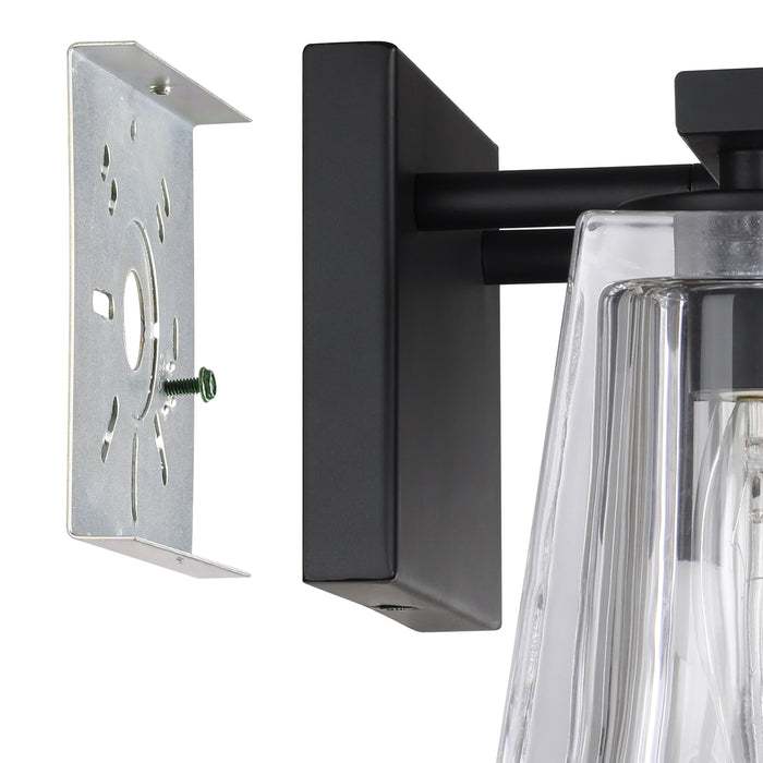 Valentin 15-inch 2-light Matte Black Vanity Light with Clear Pressed Glass Shades