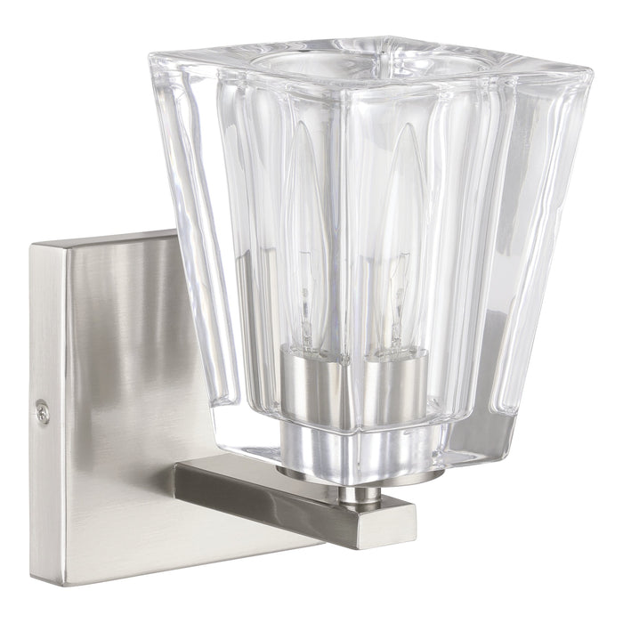 Valentin 4-inch 1-light Brushed Nickel Vanity Light with Clear Pressed Glass Shade