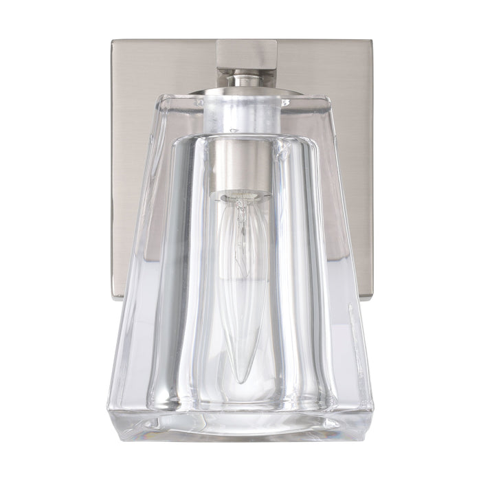 Valentin 4-inch 1-light Brushed Nickel Vanity Light with Clear Pressed Glass Shade