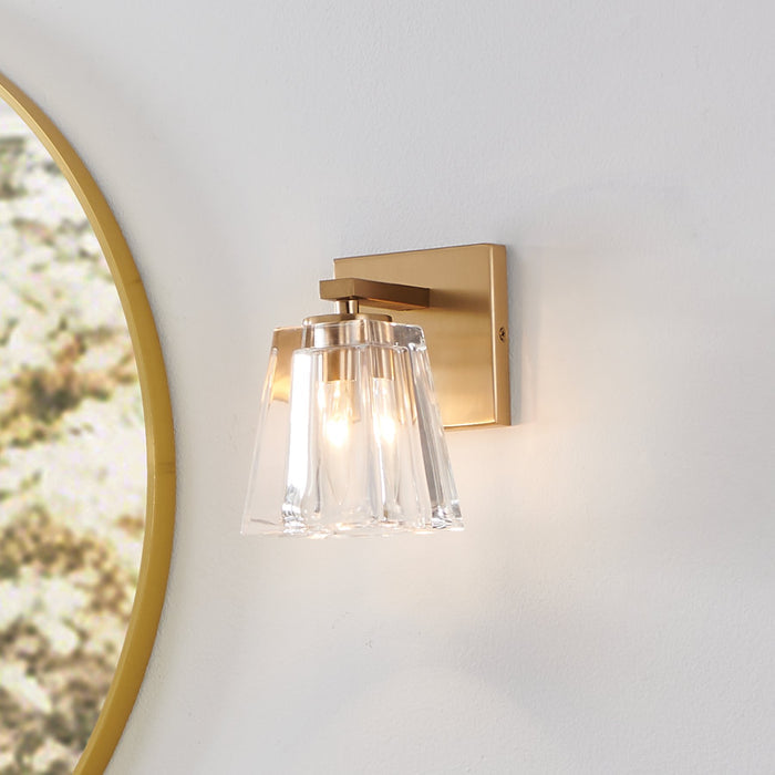 Valentin 4-inch 1-light Champagne Gold Vanity Light with Clear Pressed Glass Shade