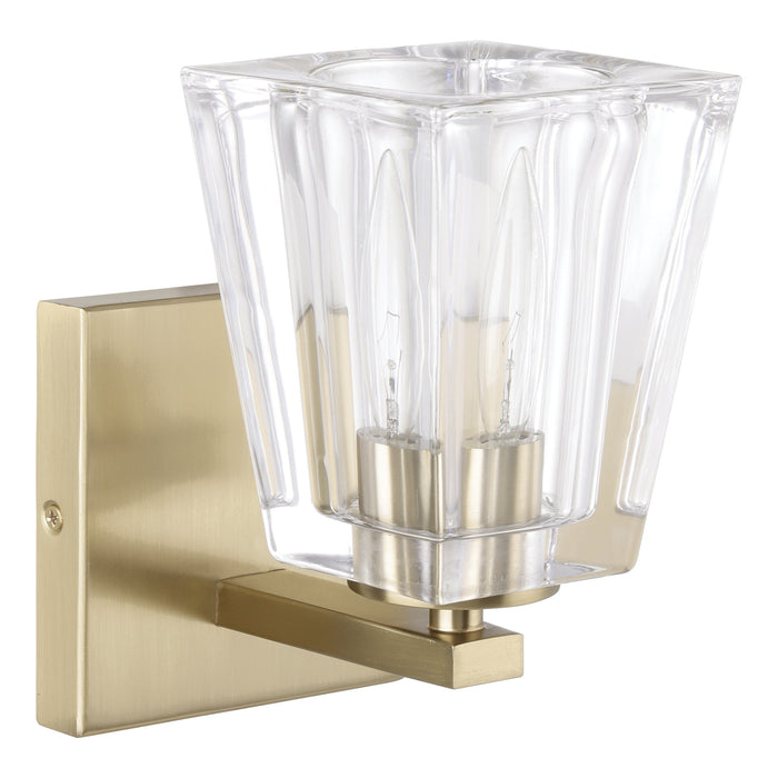 Valentin 4-inch 1-light Champagne Gold Vanity Light with Clear Pressed Glass Shade