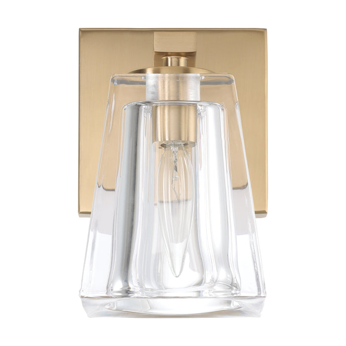 Valentin 4-inch 1-light Champagne Gold Vanity Light with Clear Pressed Glass Shade