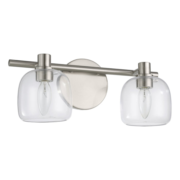 Valentina 15-inch 2-light Brushed Nickel Vanity Light with Clear Glass Shades