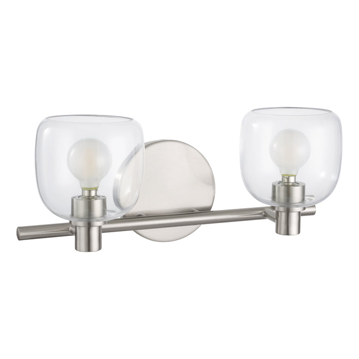 Valentina 15-inch 2-light Brushed Nickel Vanity Light with Clear Glass Shades