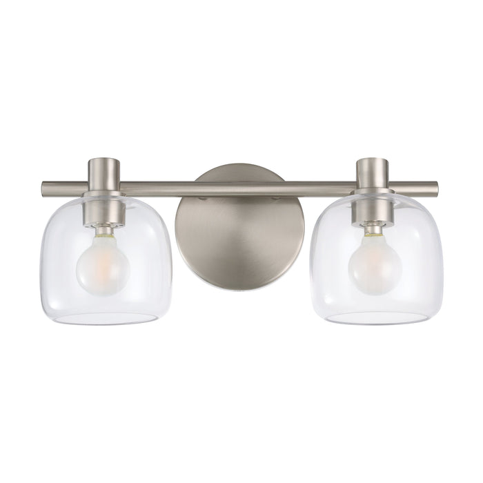 Valentina 15-inch 2-light Brushed Nickel Vanity Light with Clear Glass Shades