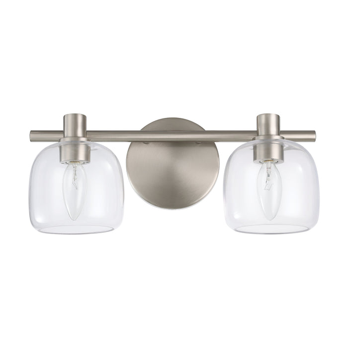 Valentina 15-inch 2-light Brushed Nickel Vanity Light with Clear Glass Shades