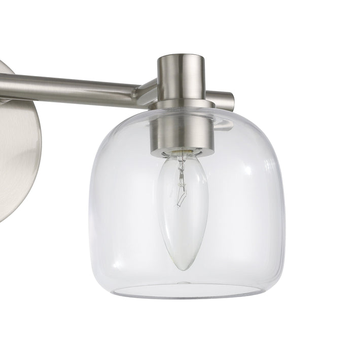 Valentina 15-inch 2-light Brushed Nickel Vanity Light with Clear Glass Shades