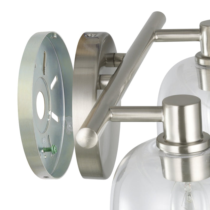 Valentina 15-inch 2-light Brushed Nickel Vanity Light with Clear Glass Shades