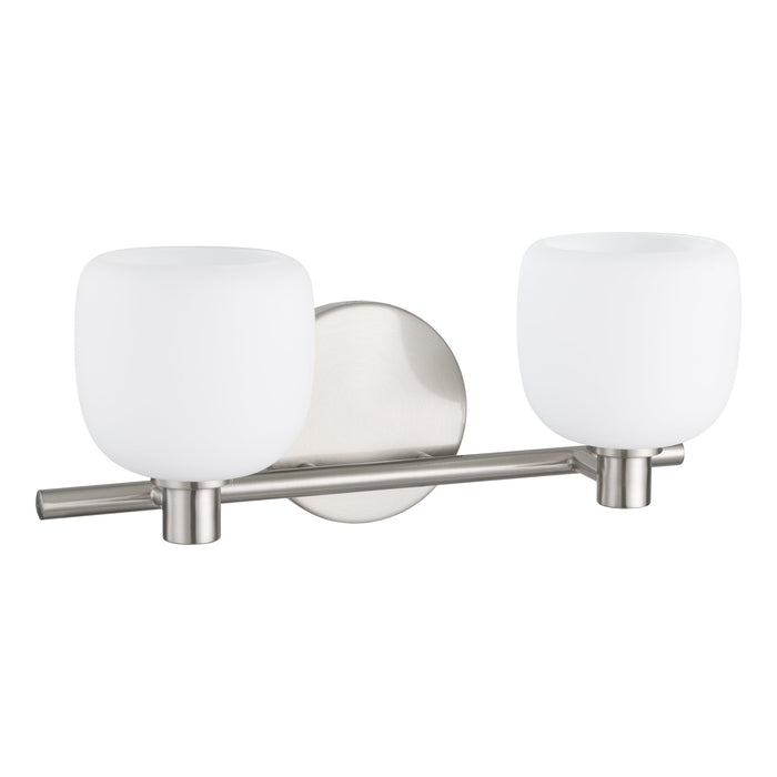 Valentina 15-inch 2-light Brushed Nickel Vanity Light with Etched Opal Glass Shades