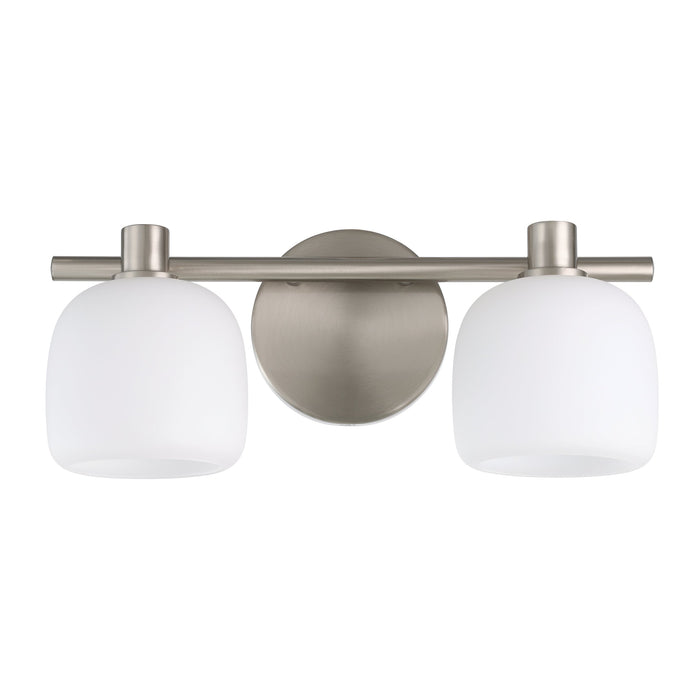 Valentina 15-inch 2-light Brushed Nickel Vanity Light with Etched Opal Glass Shades