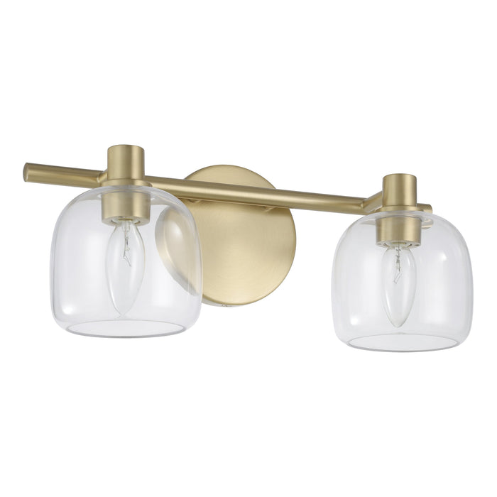 Valentina 15-inch 2-light Champagne Gold Vanity Light with Clear Glass Shades