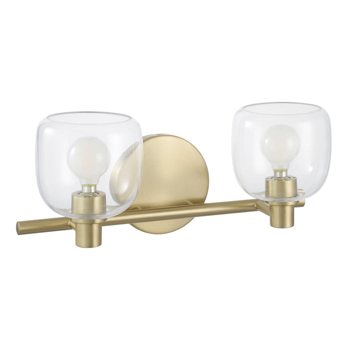 Valentina 15-inch 2-light Champagne Gold Vanity Light with Clear Glass Shades
