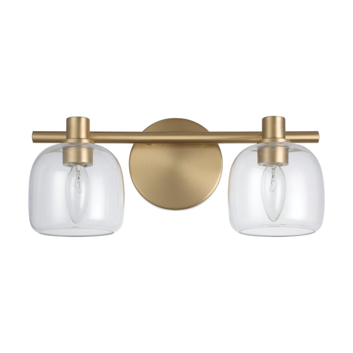 Valentina 15-inch 2-light Champagne Gold Vanity Light with Clear Glass Shades