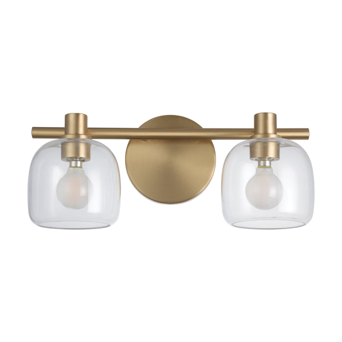 Valentina 15-inch 2-light Champagne Gold Vanity Light with Clear Glass Shades