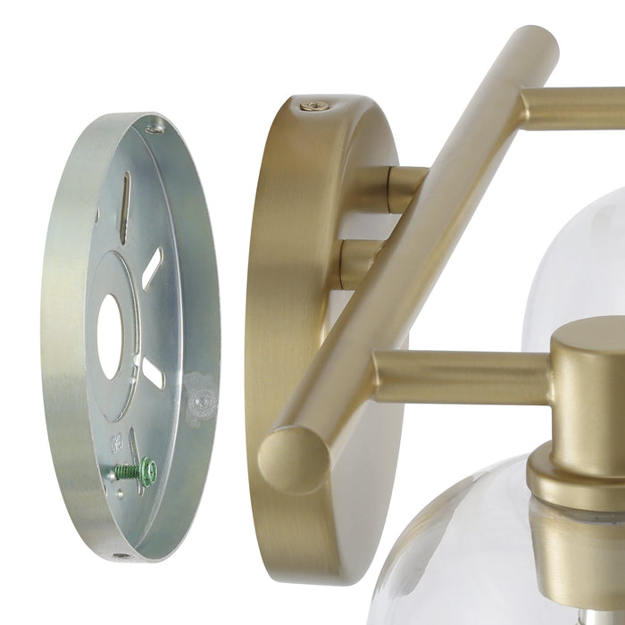 Valentina 15-inch 2-light Champagne Gold Vanity Light with Clear Glass Shades