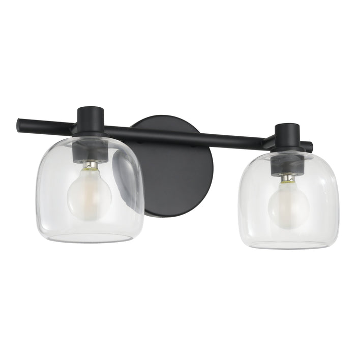 Valentina 15-inch 2-light Matte Black Vanity Light with Clear Glass Shades
