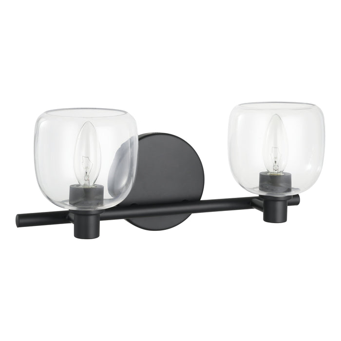 Valentina 15-inch 2-light Matte Black Vanity Light with Clear Glass Shades