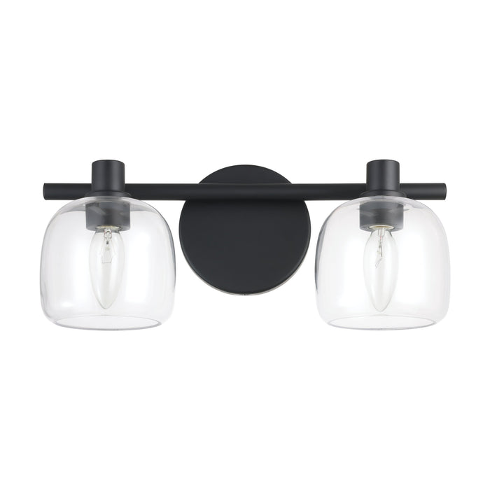 Valentina 15-inch 2-light Matte Black Vanity Light with Clear Glass Shades