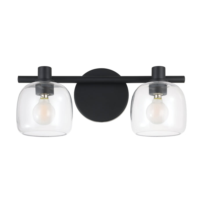 Valentina 15-inch 2-light Matte Black Vanity Light with Clear Glass Shades