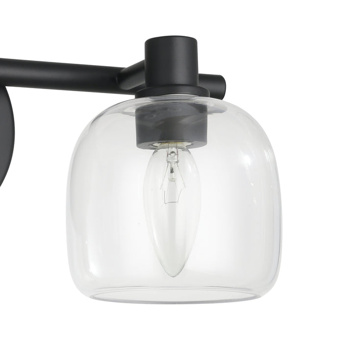Valentina 15-inch 2-light Matte Black Vanity Light with Clear Glass Shades