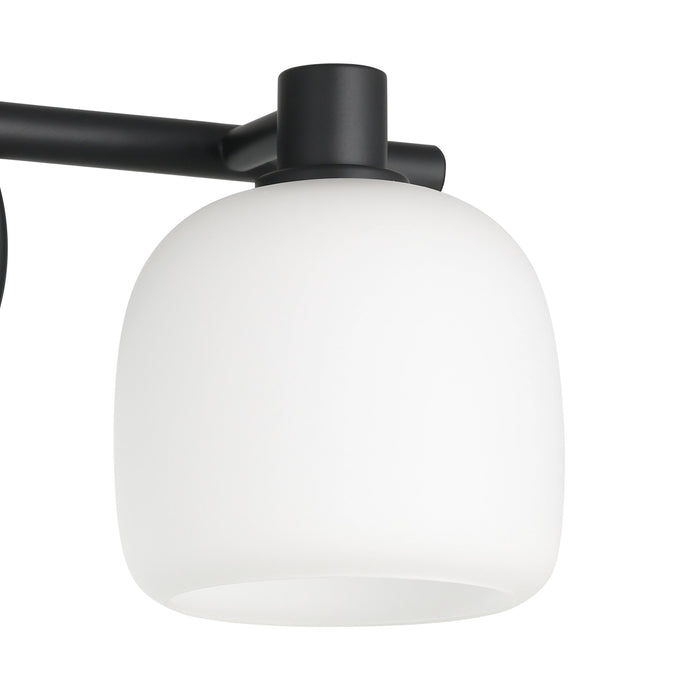 Valentina 15-inch 2-light Matte Black Vanity Light with Etched Opal Glass Shades