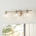 Valentina 24-inch 3-light Brushed Nickel Vanity Light with Clear Glass Shades