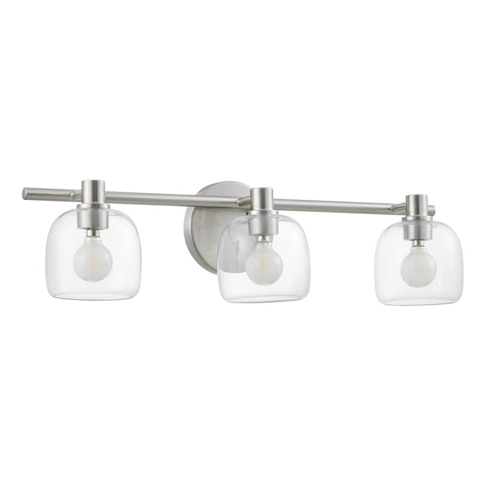 Valentina 24-inch 3-light Brushed Nickel Vanity Light with Clear Glass Shades