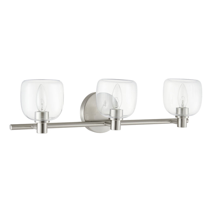 Valentina 24-inch 3-light Brushed Nickel Vanity Light with Clear Glass Shades