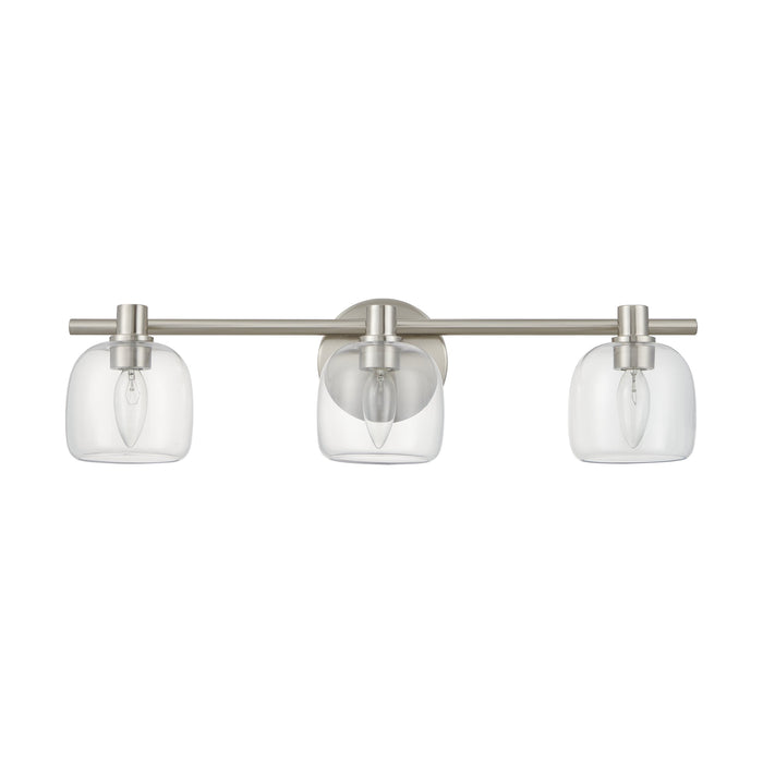 Valentina 24-inch 3-light Brushed Nickel Vanity Light with Clear Glass Shades
