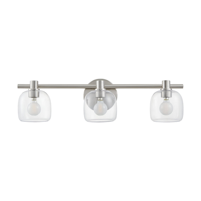 Valentina 24-inch 3-light Brushed Nickel Vanity Light with Clear Glass Shades