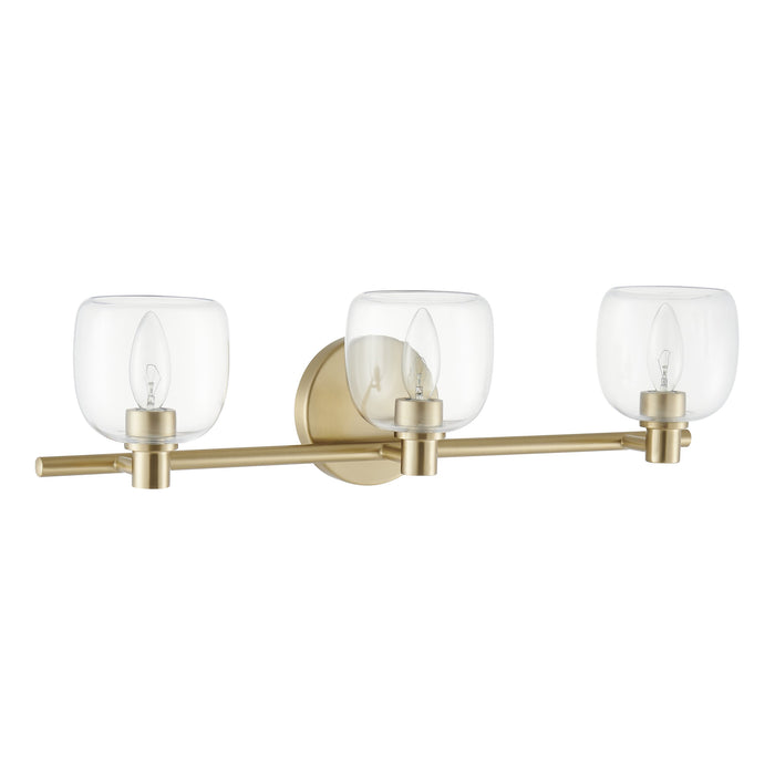 Valentina 24-inch 3-light Champagne Gold Vanity Light with Clear Glass Shades