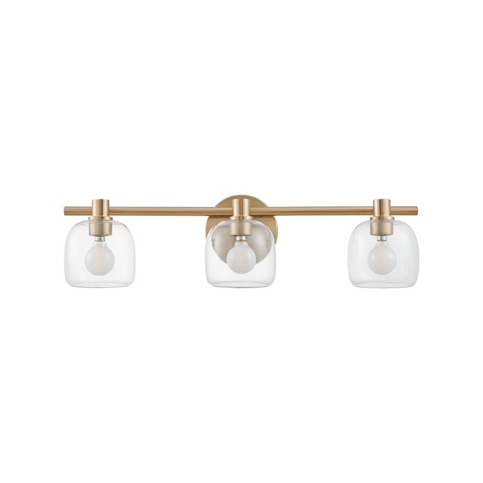 Valentina 24-inch 3-light Champagne Gold Vanity Light with Clear Glass Shades