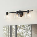 Valentina 24-inch 3-light Matte Black Vanity Light with Clear Glass Shades