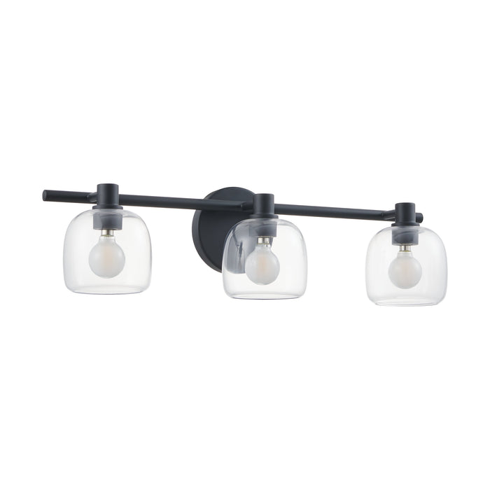 Valentina 24-inch 3-light Matte Black Vanity Light with Clear Glass Shades