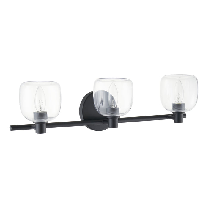 Valentina 24-inch 3-light Matte Black Vanity Light with Clear Glass Shades