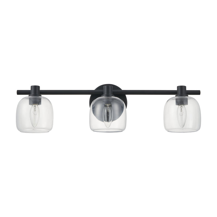 Valentina 24-inch 3-light Matte Black Vanity Light with Clear Glass Shades