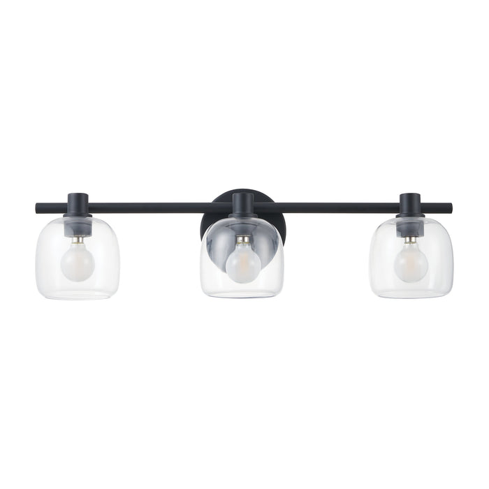 Valentina 24-inch 3-light Matte Black Vanity Light with Clear Glass Shades