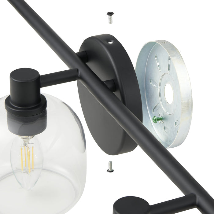 Valentina 24-inch 3-light Matte Black Vanity Light with Clear Glass Shades