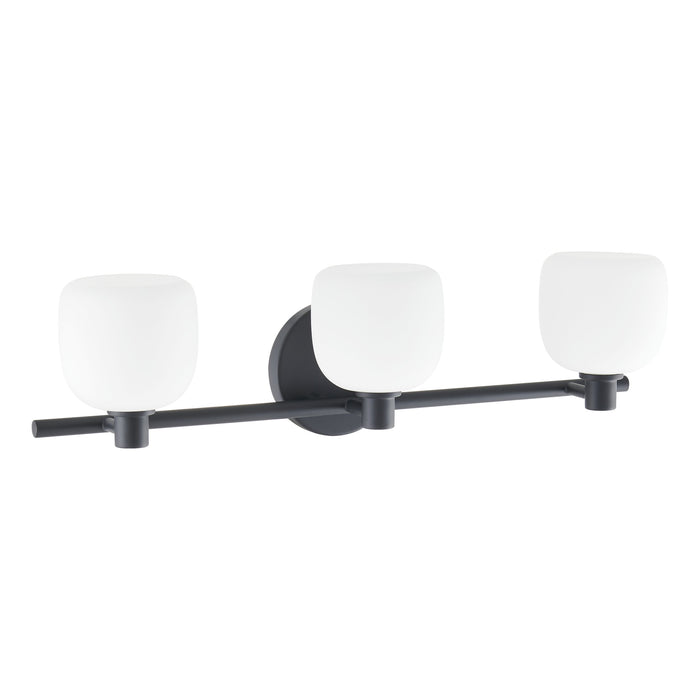 Valentina 24-inch 3-light Matte Black Vanity Light with Etched Opal Glass Shades