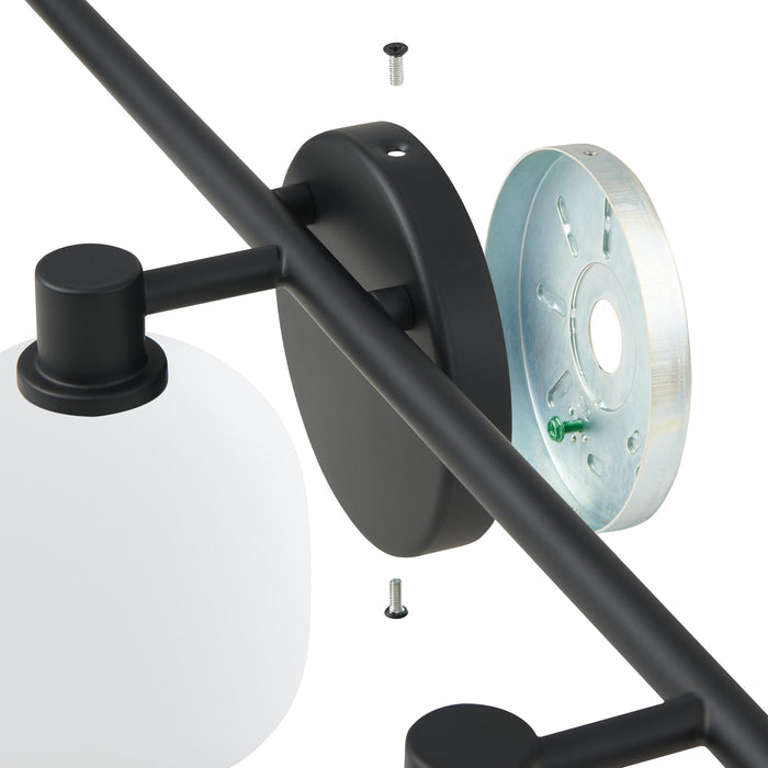 Valentina 24-inch 3-light Matte Black Vanity Light with Etched Opal Glass Shades