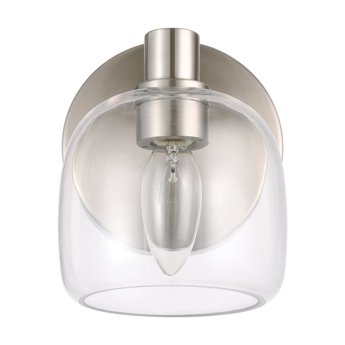 Valentina 5-inch 1-light Brushed Nickel Vanity Light with Clear Glass Shade