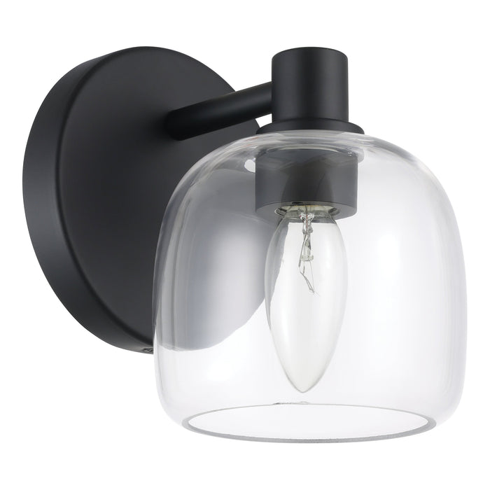 Valentina 5-inch 1-light Matte Black Vanity Light with Clear Glass Shade