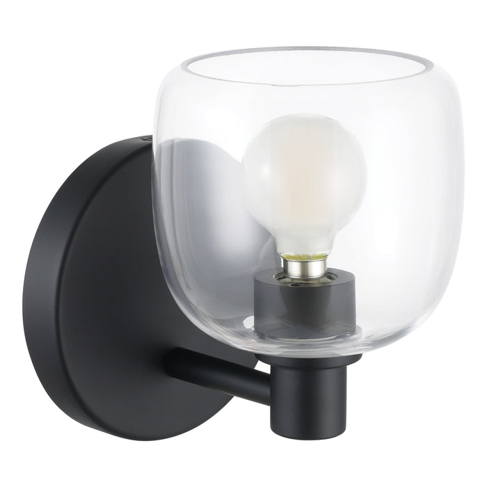 Valentina 5-inch 1-light Matte Black Vanity Light with Clear Glass Shade