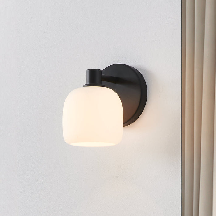 Valentina 5-inch 1-light Matte Black Vanity Light with Etched Opal Glass Shade